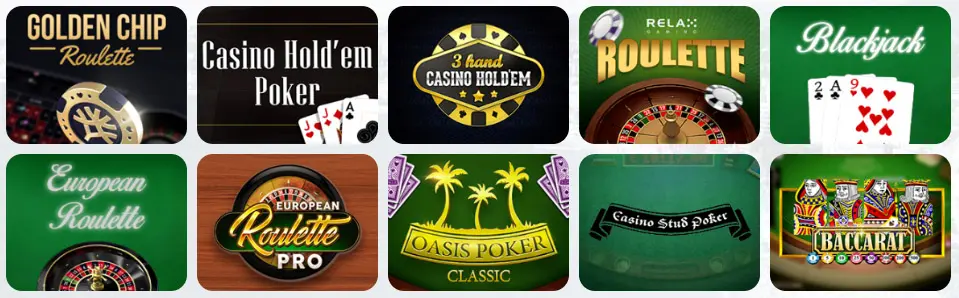 Jeux de table au Allstarz Casino